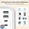 NTONPOWER 2 Prong Power Strip, 1875W/15A 2 Prong to 3 Prong Outlet Adapter, Surge Protector Power Strip with 4 USB Ports(2 USB C), 5 FT Rotating Flat Plug Extension Cord for Old House, Wall Mount