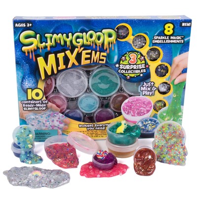 Slimygloop Mix'Ems DIY Slime Kit For Kids | Includes 10 Slime Colors & 8 Mix-Ins