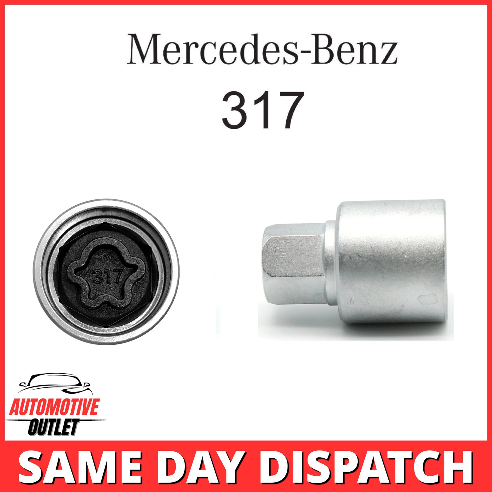 MASTER SECURITY WHEEL LOCKING BOLT KEY 317, 17mm SOCKET FOR MERCEDES A C E CLASS