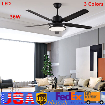 48'' Modern Outdoor Remote Control Ceiling Fan Silent Motor W/LED Light 3 Colors 