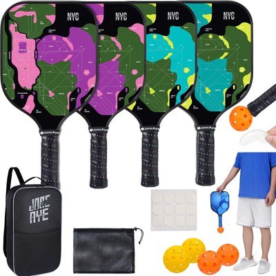 JoncAye Pickleball-Paddles-Set-of-4, Light Pickle-Ball-Paddle-Set with 4 Outd...