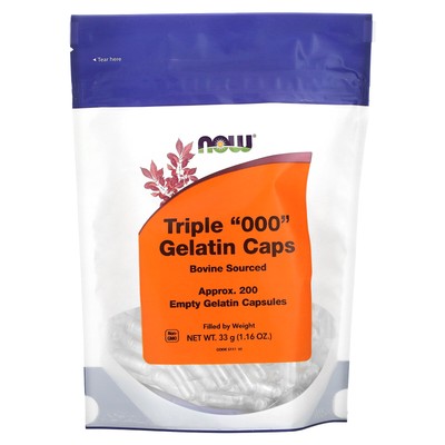 Now Foods Triple 000 Желатиновые капсулы 200 пустых желатиновых капсул Гарантированное качество GMP