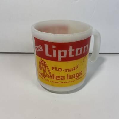 Vintage Brisk LIPTON FLO-THRU TEA BAGS 3.5'' 8 Ounce Glass Bake MUG/CUP