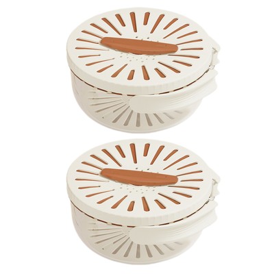 Foldable Handle Drain Bowl 2X Drainer And Strainer Multi-Function Fruit Washing 