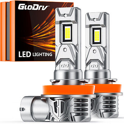 2x GloDrv H8 H9 H11 LED Headlight Kit Low Beam Light Bulb Cool White 6000K 60W