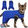 PUMYPOREITY Cat Recovery Suit for Hind Legs, Cat Surgical Spay Suit with Leg Sleeves to Stop Licking, Long Rear Sleeve Wound Cover Abdomen Kitten Onesie, Blue, XL
