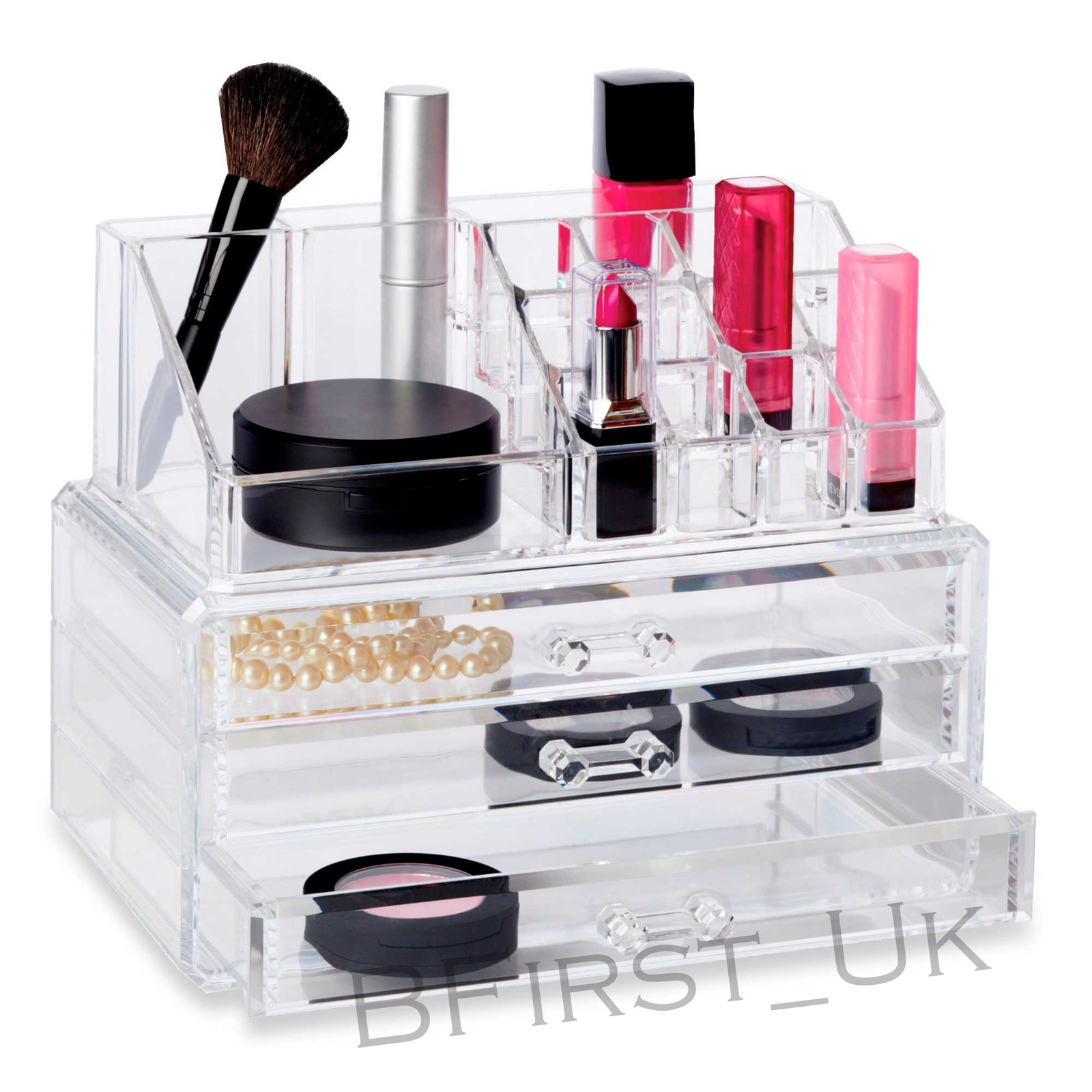 Clear Acrylic Cosmetic Make Up Drawers Organiser Table Display
