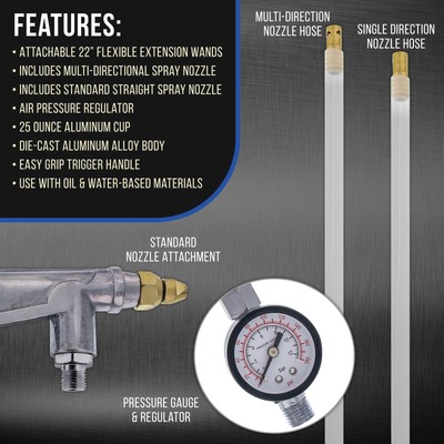 Air Rust Proofing Undercoating Gun, Gauge, Cup, 22" Wands, Spray Truck Bed Liner
