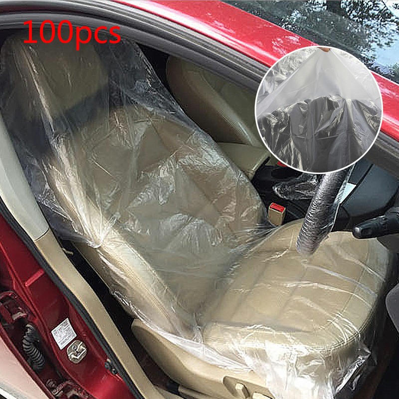 100Pcs Disposable Plastic Car Seat Protector Covers Mechanic Garage