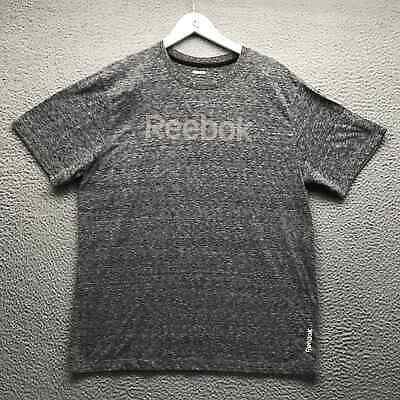 Reebok T-Shirt Men's Large L Short Sleeve Crew Neck Graphic Logo Heathered Gray