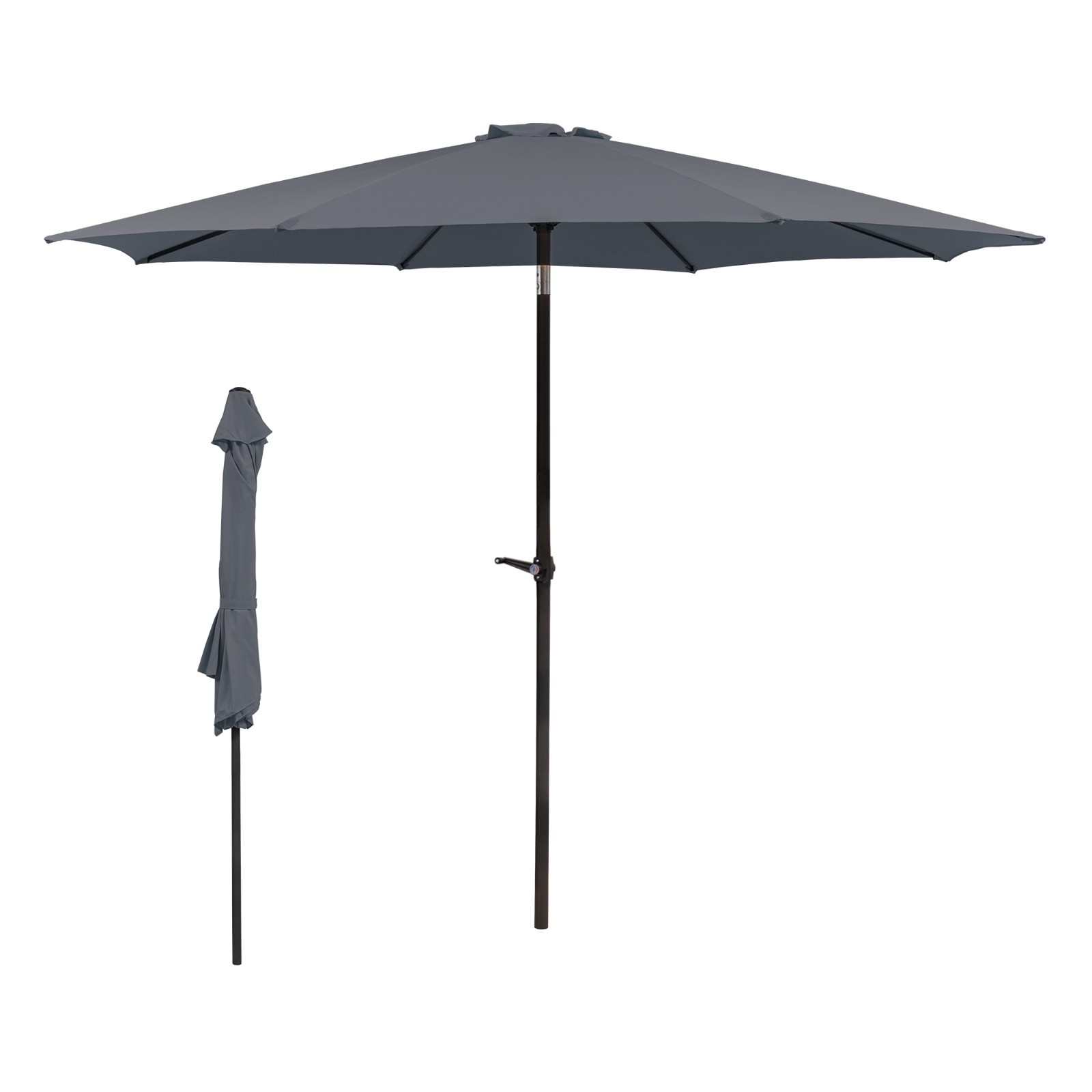GIHAUVIA® Sonnenschirm Gartenschirm Terrassenschirm mit Kurbel 3 M Grau