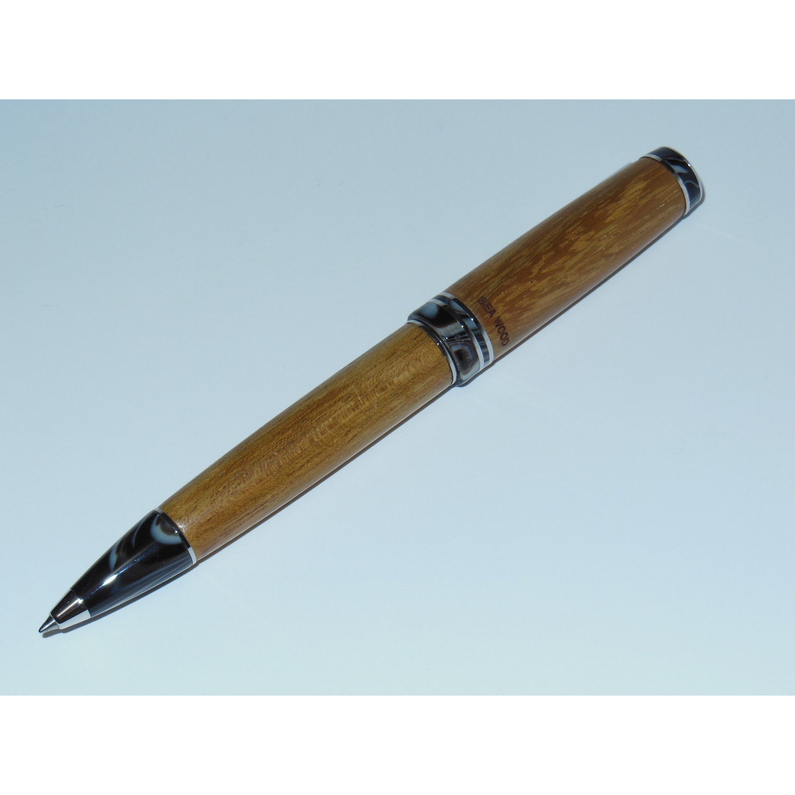 Used Delta Seawood Ballpoint Pen Light Iroko/Silver DS94016 sea wood swirl resin