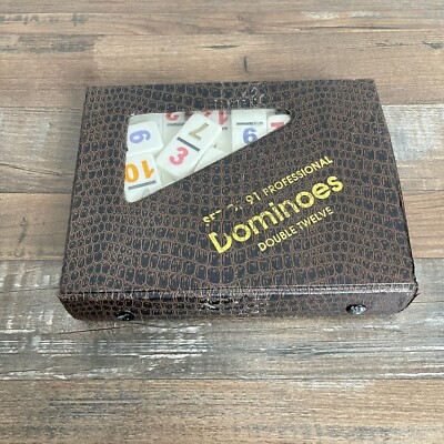  Set 91 Professional Dominoes Double Twelve Color Dot Faux Alligator Snap Case