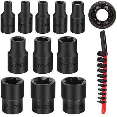 11 Pcs E-Torx Socket Set Star Rail External Torx External Torx Socket Reverse