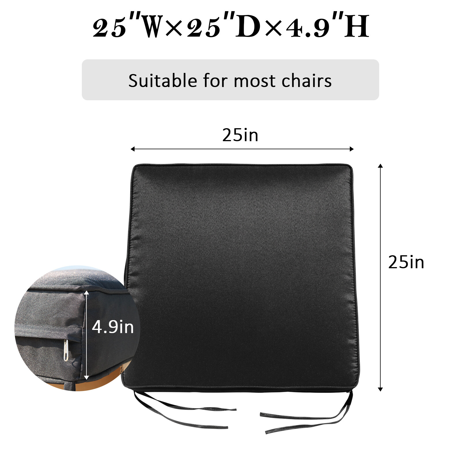 Outdoor 6 Pack Seat Chair Patio Cushions Zipper Cases 25"X25"X5" - Cover Only