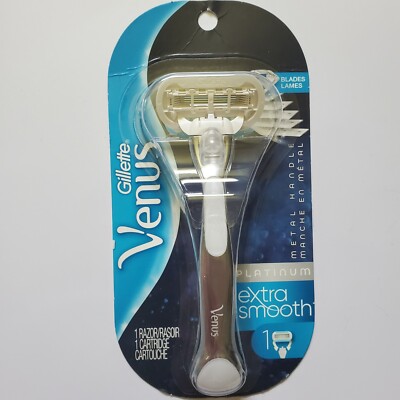 GILLETTE VENUS Platinum Extra Smooth Women's Shaver Razor Blade METAL Handle