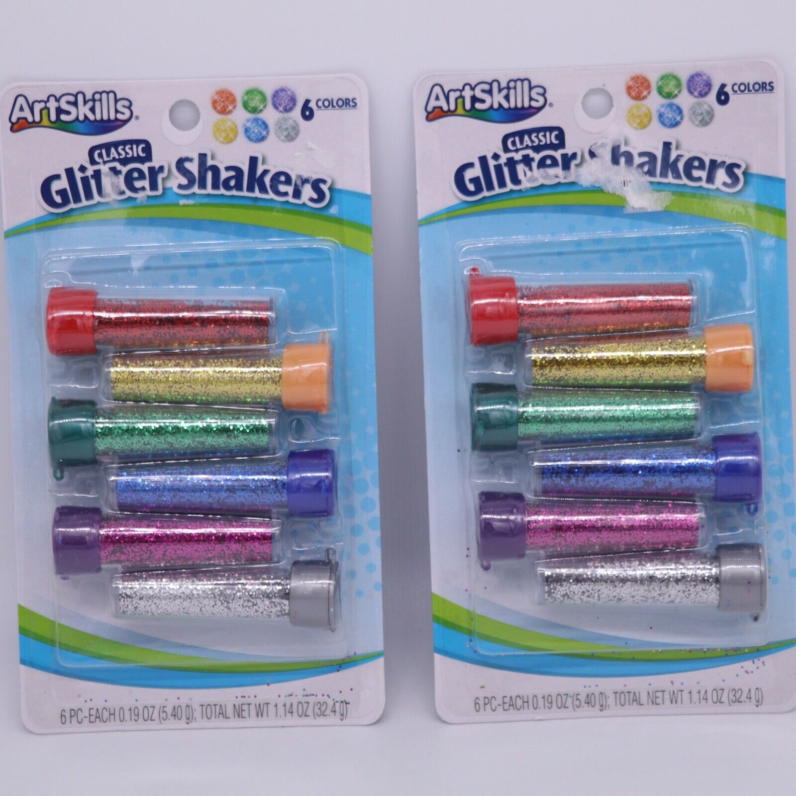 (2) PACKAGES LOT ARTSKILLS CLASSIC GLITTER SHAKERS 6 COLORS