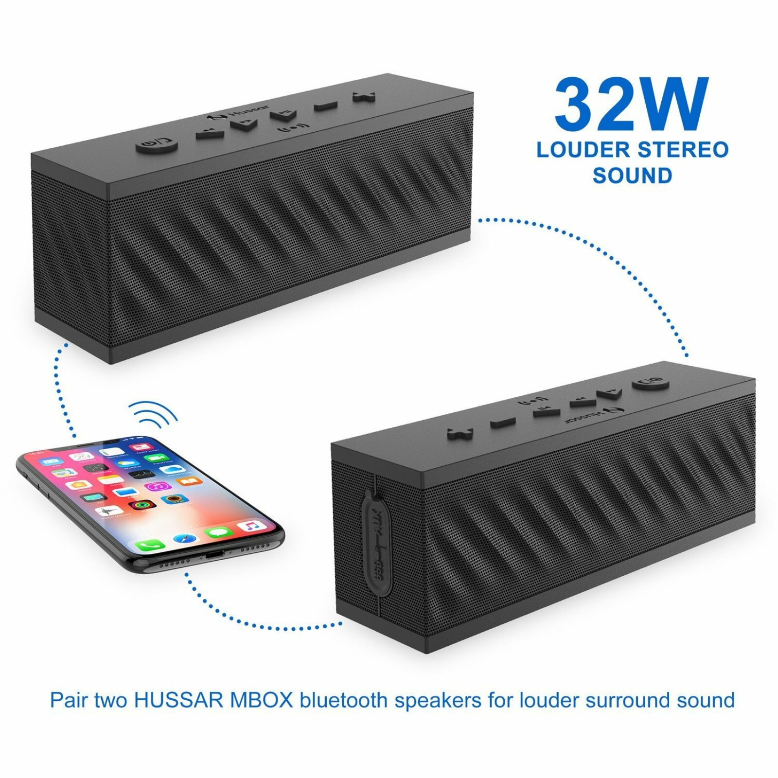 Bluetooth Speakers 16W Portable Wireless Premium Sound with Enhanced Bass Black
