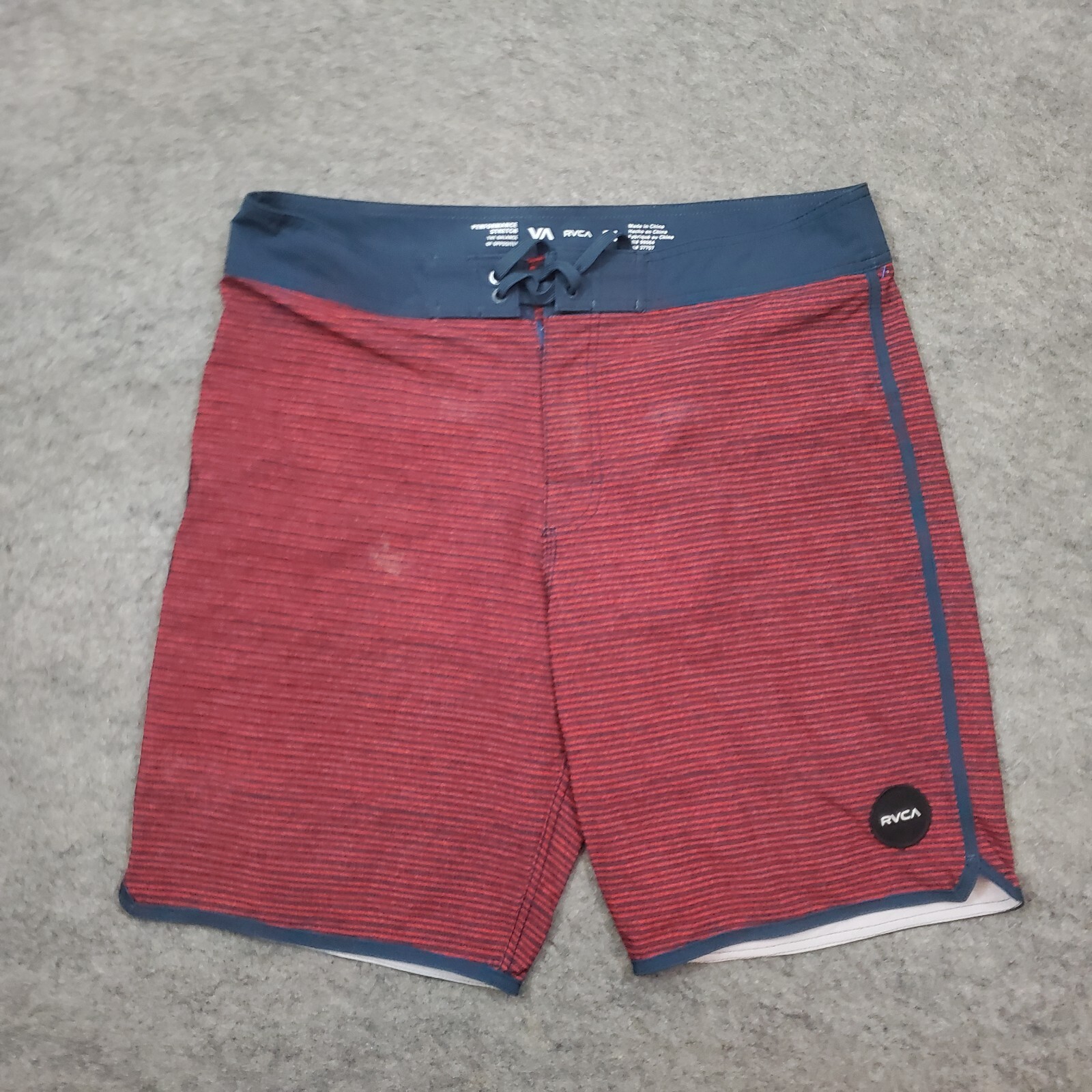 RVCA Swim Trunks Mens 34 Red Blue Board Shorts Suit Surf Surfing Surfer