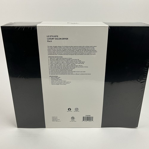 Brand New L’ange Le Styliste Luxury Salon Dryer Black Model #2498 New Sealed