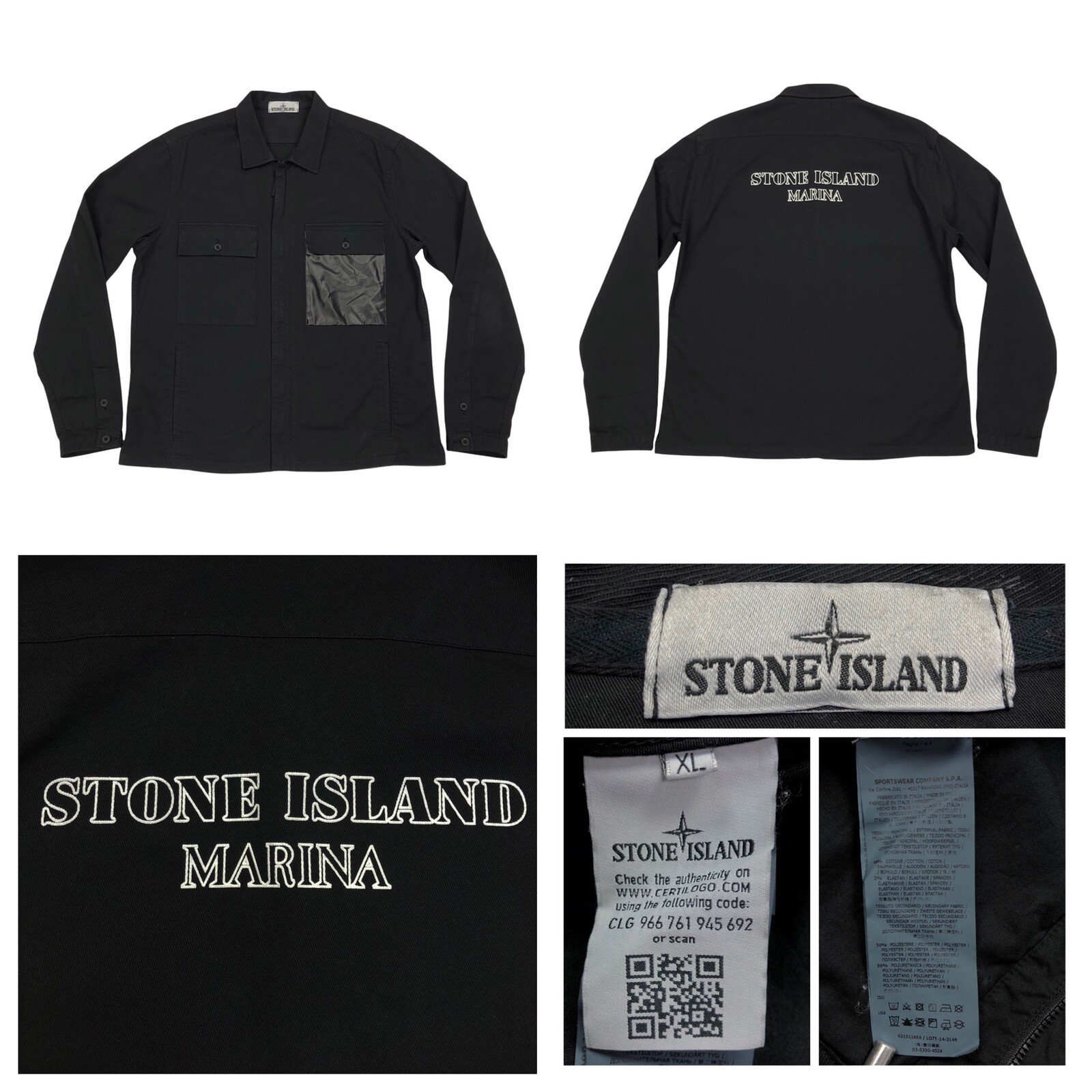 Stone Island Marina 114X4 Full Zip Twill Shirt Glow in the Stone Island Marina 114X4 Full Zip Twill Shirt Glow in the
