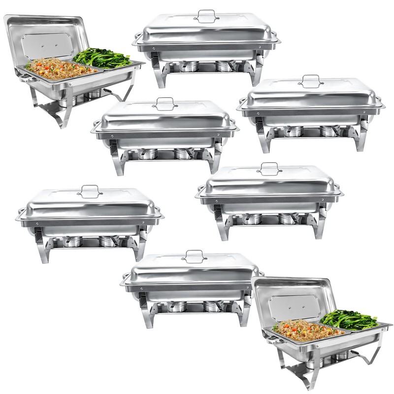 2 Pfannen 8QT Chafing Dish Edelstahl Chafer Komplettsets für Party 9L