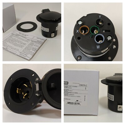 CS6375LC CS6375 CS6375L Hubbell 50A 125/250V Male Twist Lock Inlet Covered NEW 