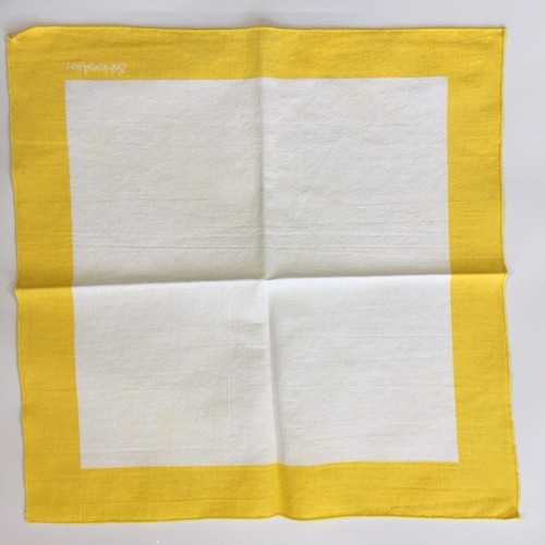 Vintage Bob Van Allen Yellow Border Cloth Napkins Set of 6 Mid Century Linens