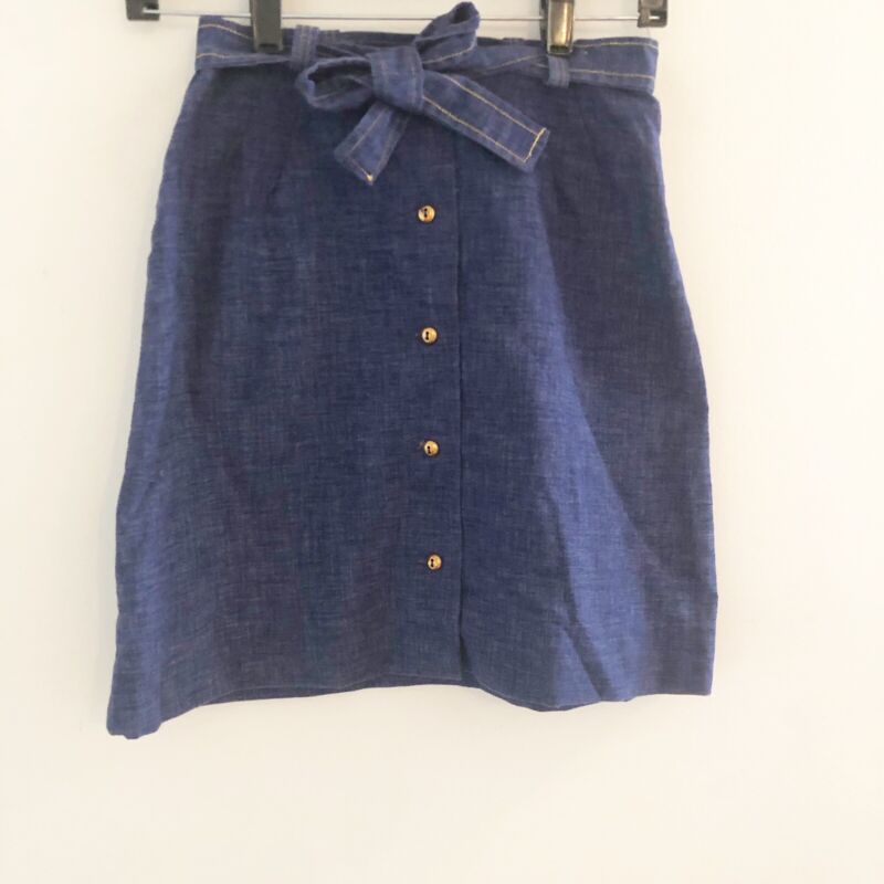 Vintage Girls Denim Skirt Button Miss Ritz California Dark Blue Jean Size 9-10