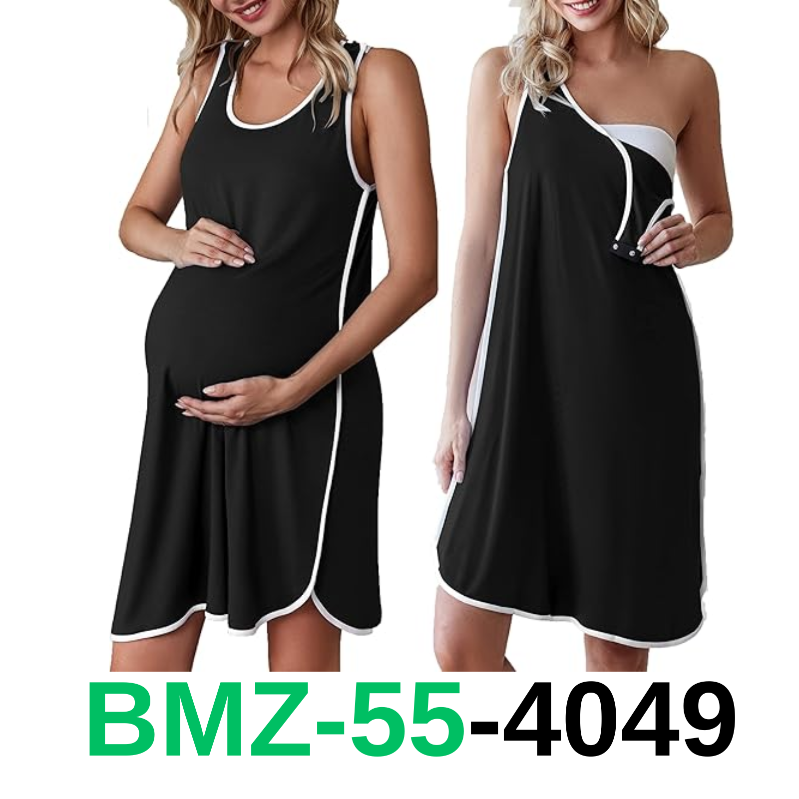 Ekouaer Labor and Delivery Gown for Hospital 3 in 1 Nursing Dress Sleeveless, S
