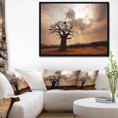 Designart ''Large Baobab Tree under Clouds'' Modern Landscape  Small
