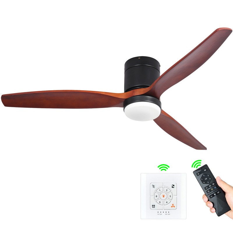 60 Inch Low Profile Ceiling Fan Flush Mount Chandelier Light with LED and Remote