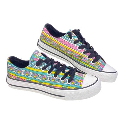 Arizona Iced Tea Aztec Canvas Low Tops Sneaker Lace Up Teal Summer Drink Sz 5.5