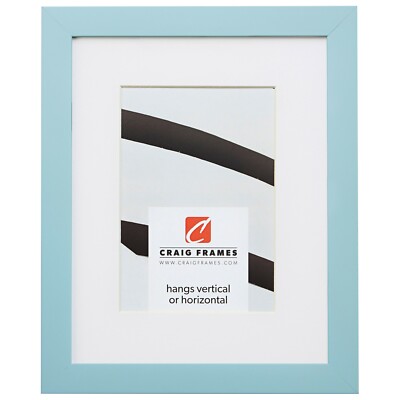 Craig Frames Confetti, 0.875'' Light Blue Solid Wood Picture Frame With a Mat
