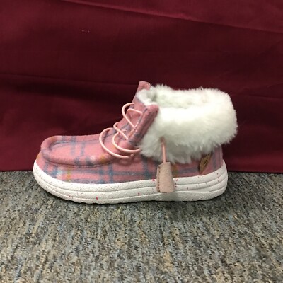 New LAMO Cassidy Kids CK2152 Hi-Top Lined Pink Plaid Moccasins Size 13