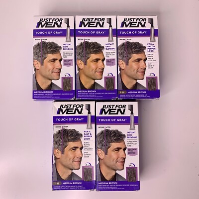 (5) Just For MEN Touch of Gray Hair Color - Medium Brown T-35 Lot