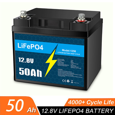 LiFePO4 Lithium Battery 12V 50Ah with 50A BMS, for Solar Marine Trolling Motor