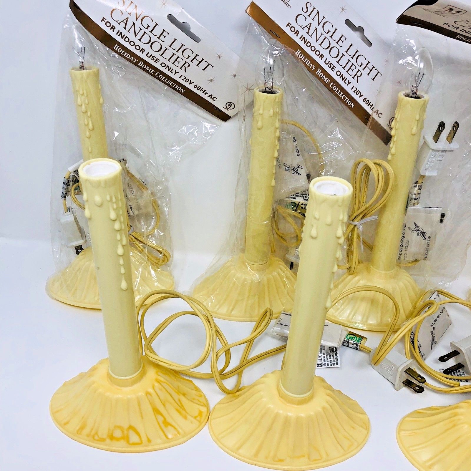 Vintage Christmas Electric Window Candles Lot 8 and Candle Window Clamps