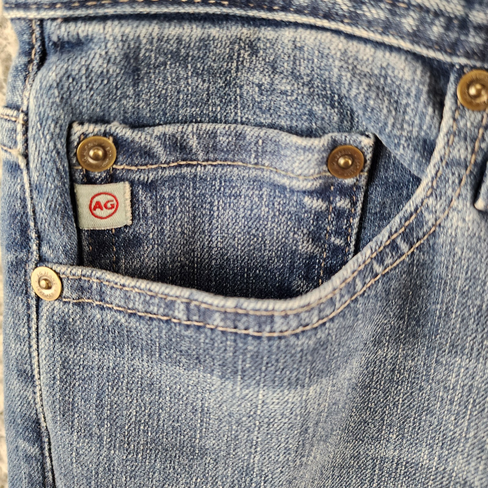 AG Everett Slim Straight Fit Jeans Men's 30x34 Runyon Blue Denim Button Zip - Picture 14 of 18