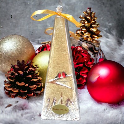 Handmade Glittering Dinner Candle 6'' For Winter Time Christmas Time