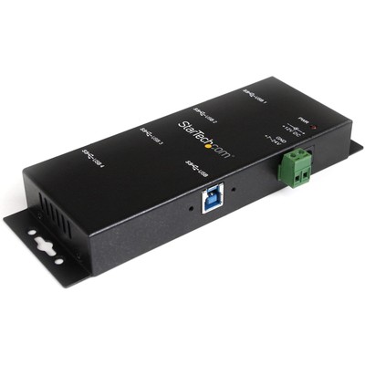 StarTech.com 4-Port USB 3.0 Hub 5Gbps Metal Industrial USB-A Hub Wall or Desk Mo