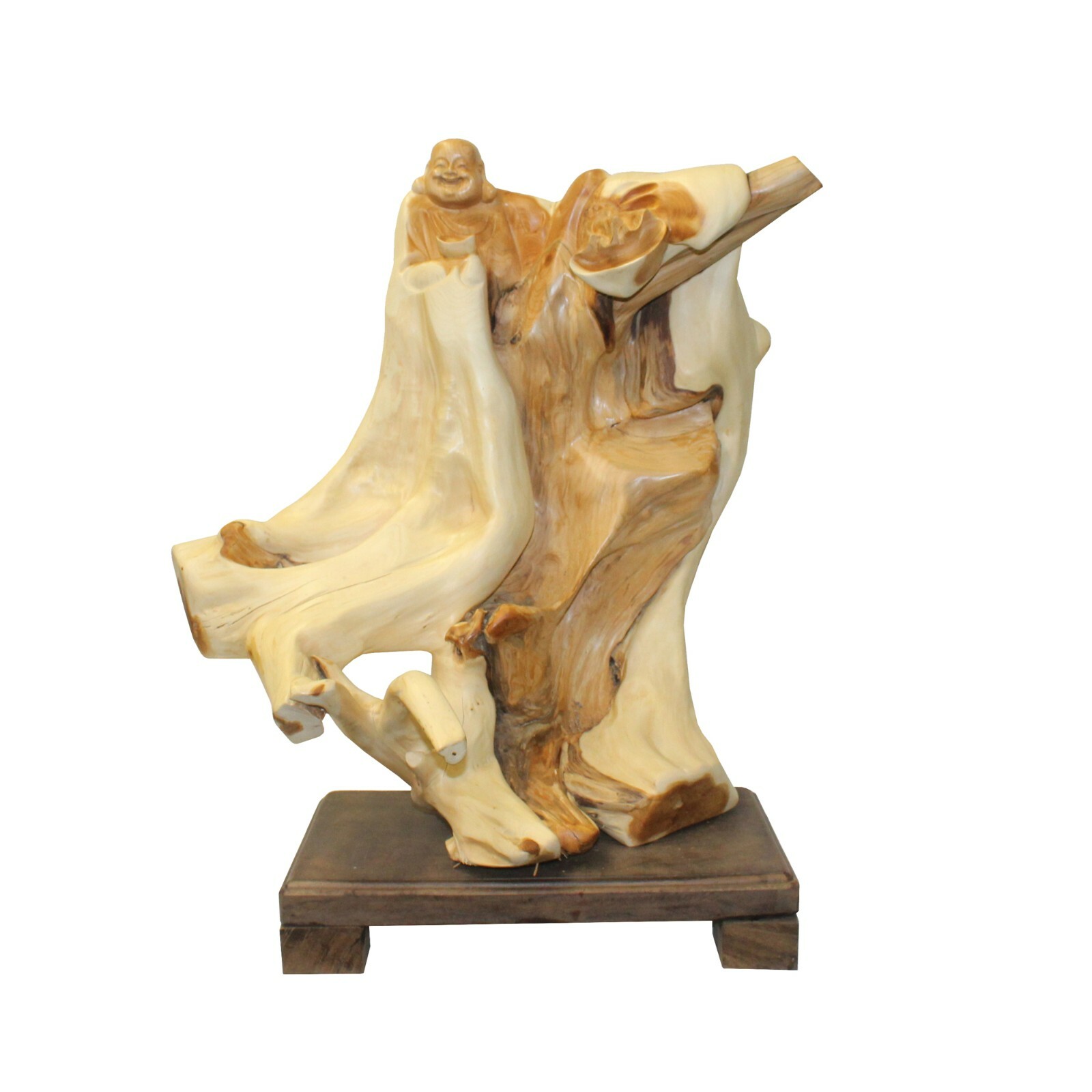Chinese Cypress Wood Carved Irregular Shape Happy Buddha Statue ws1003S Chinese Cypress Wood Carved Irregular Shape Happy Buddha Statue ws1003S
