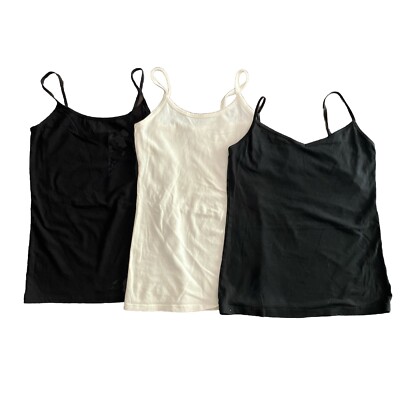 3 Women's Tanks Camisoles BKE Old Navy Forever 21 Black White Cotton Spandex M/L