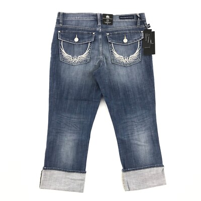 Rock Republic Kendall Capri Womens 14 / 34x23 Blue Embroidered Pocket Flaps Cuff