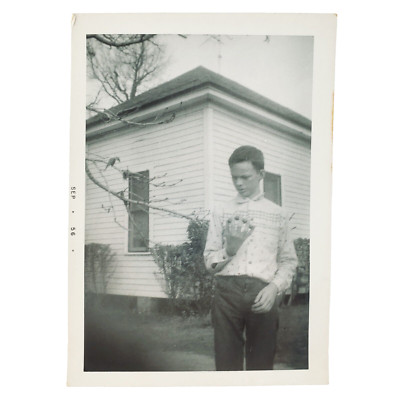 Practicing Backyard Boy Magician Snapshot 1950s Eccentric Finger Exercise C3655