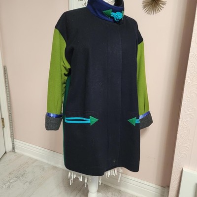 Vintage Avant Garde Colorblock Wool Coat L Artwear Designer unique