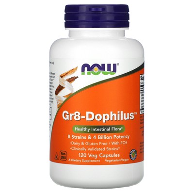 Now Foods Gr8-Dophilus 120 растительных капсул без молока, гарантия качества GMP, кошерная