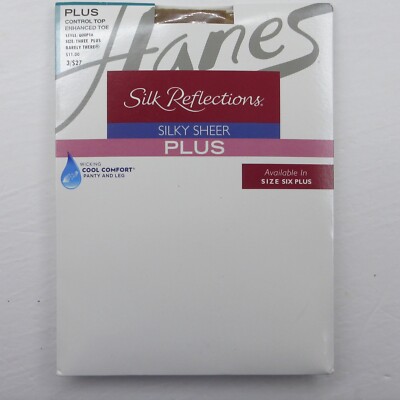 Hanes Silk Reflections Silky Sheer Plus Control Top Size 3 Plus Barely There NEW