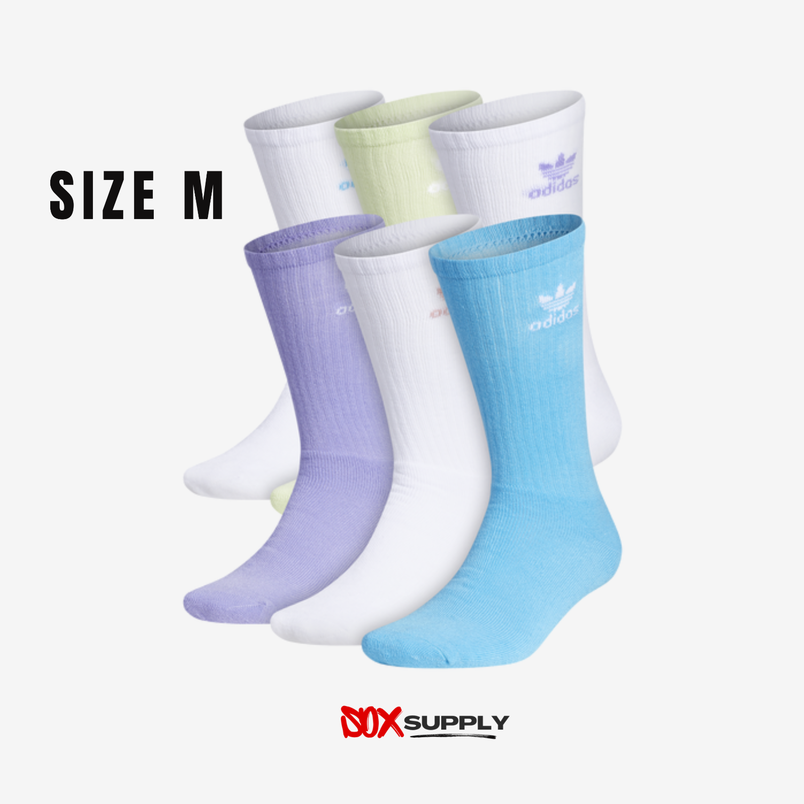 Trefoil 6 Pack Crew Socks, Size M, Pack Of 6