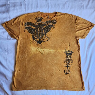 Helix Imperial Supremacy Y2K Grunge Punk Affliction Yellow 2XL Graphic T-Shirt